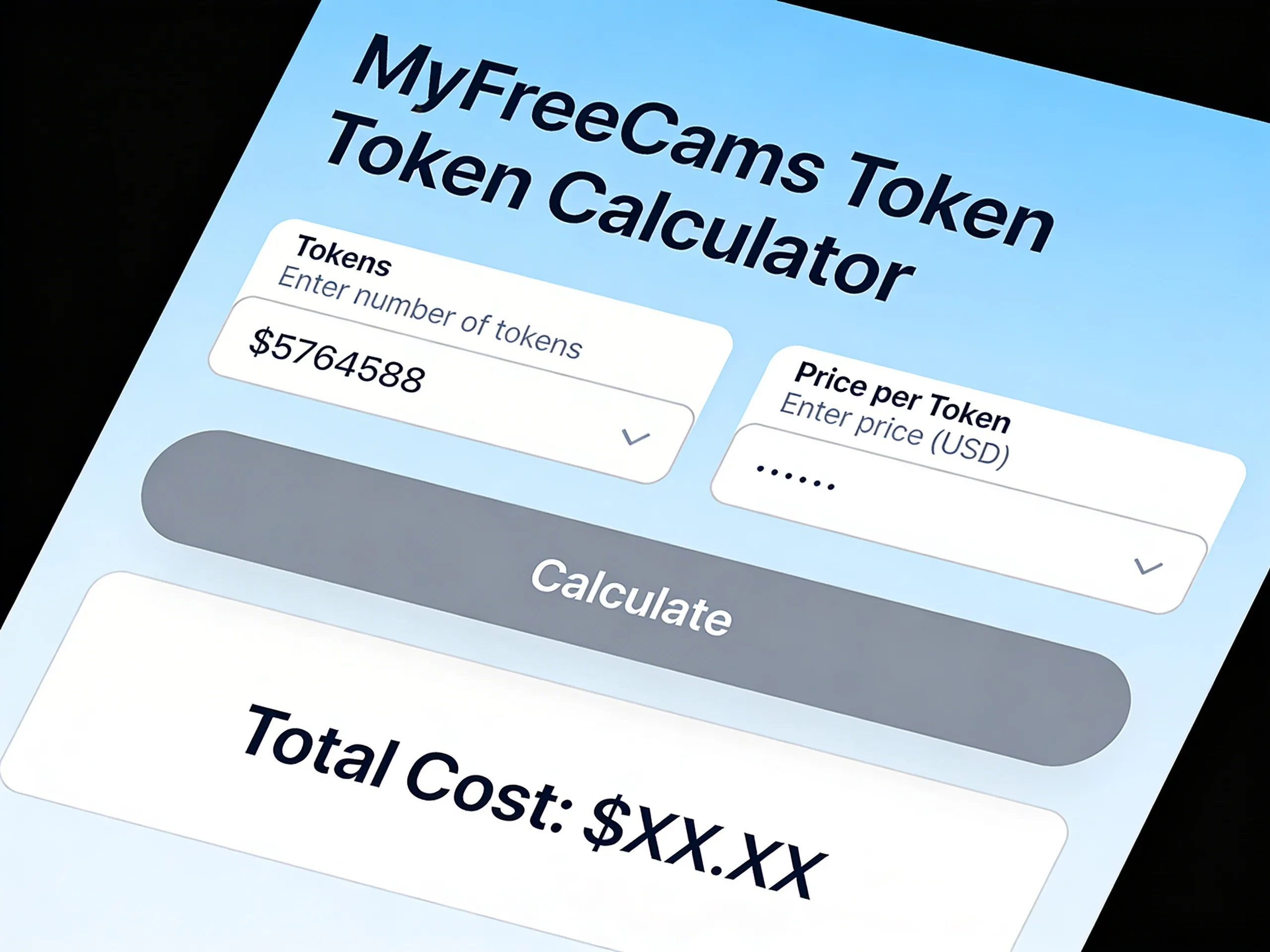 MYFREECAMS TOKEN CALCULATOR
